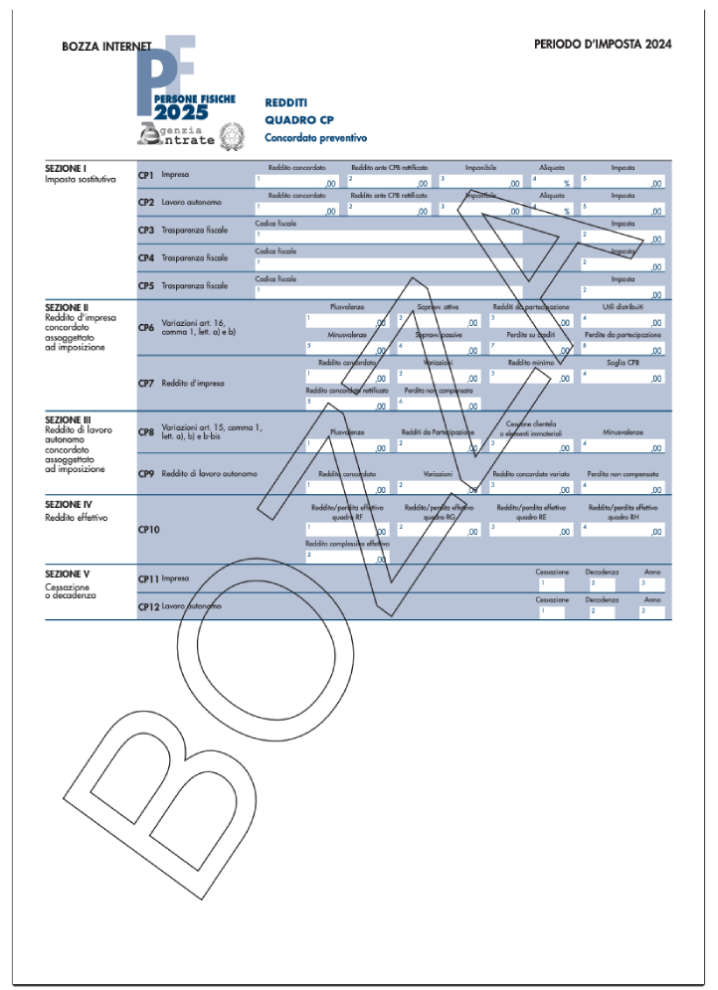 quadro cp redditi 2024 bozza